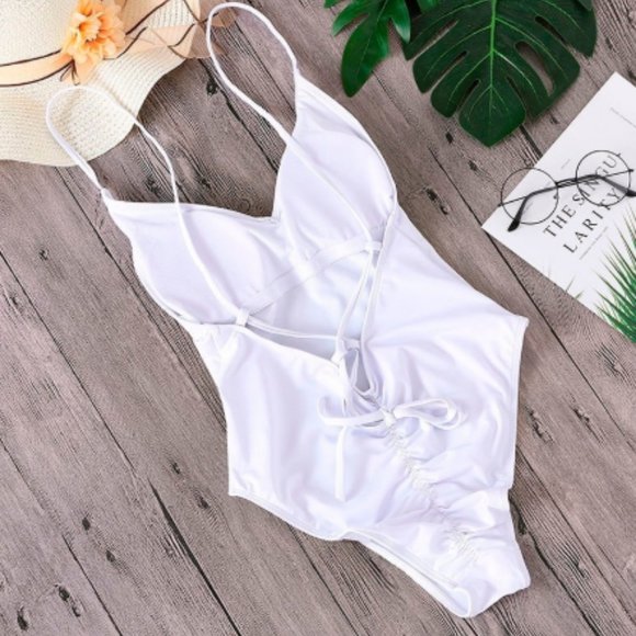 White One Piece Backless Swimsuit NEW!!! - Picture 2 of 3
